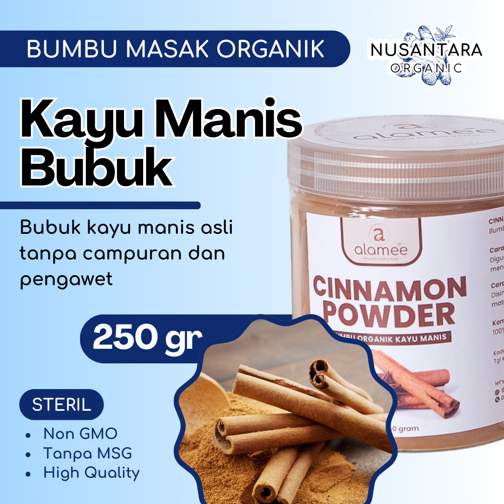 

ALAMEE Bubuk Kayu Manis Toples 250 gram Cinnamon Powder Bumbu Masak Dapur Organik Rempah Rimpang