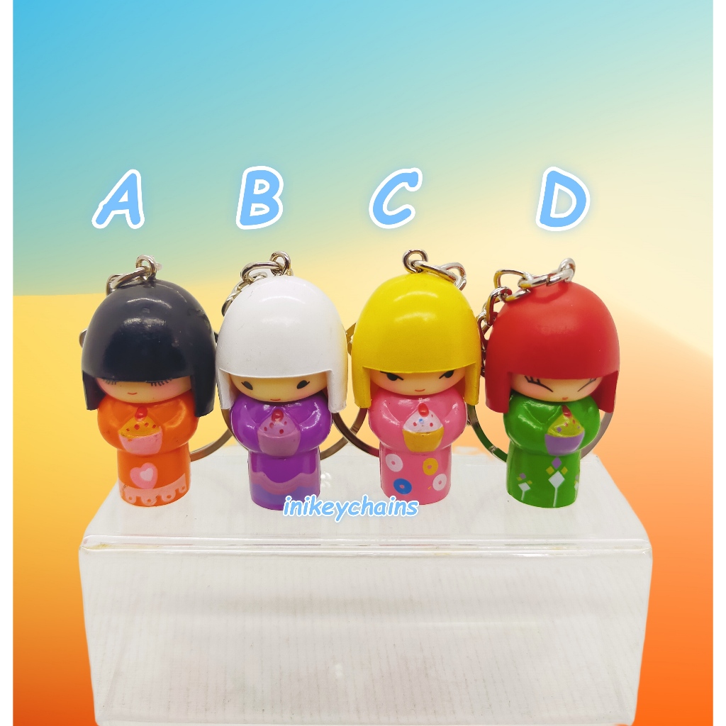 gantungan kunci kokeshi doll Jepang, keychains kokeshi doll Japan