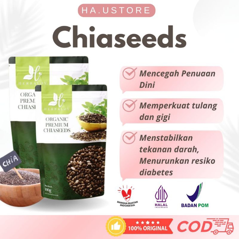 

HERBAMOUR CHIASEEDS Organic Premium Chiaseeds Menstabilkan Tekanan Darah Menjaga Kesehatan Jantung Menurunkan Resiko Diabetes Atasi Perut Buncit