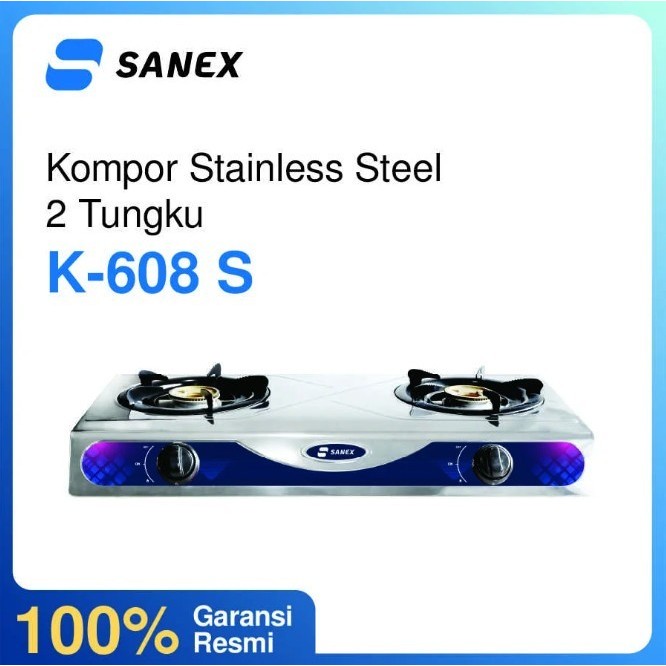 SANEX KOMPOR STAINLESS STEEL K608S / K-608 S / K 608 S (2 TUNGKU) BATAM