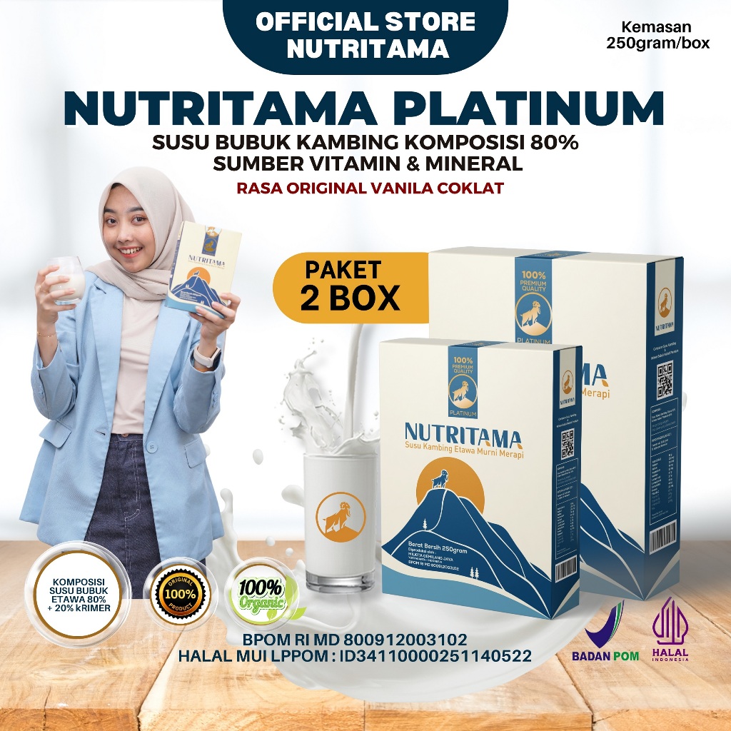 Susu Etawa Nutritama Untuk Sesak Nafas dan Nyeri Sendi Susu Kambing Etawa Platinum Paket 2 Box