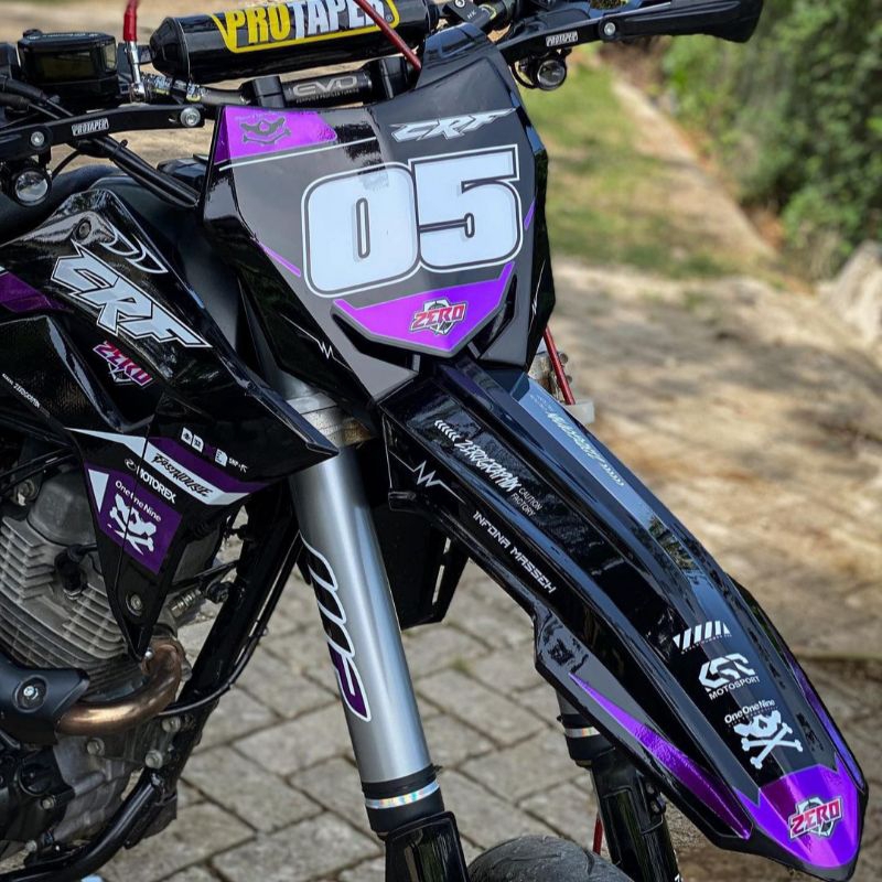 021 DECAL - DECAL CRF HITAM UNGU SUPERGLOSS