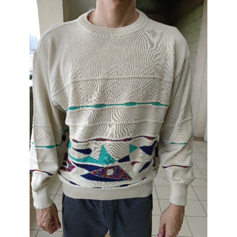 Sweater Rajut timbul Modigliani ITALY / pattern Knitwear like Coogi