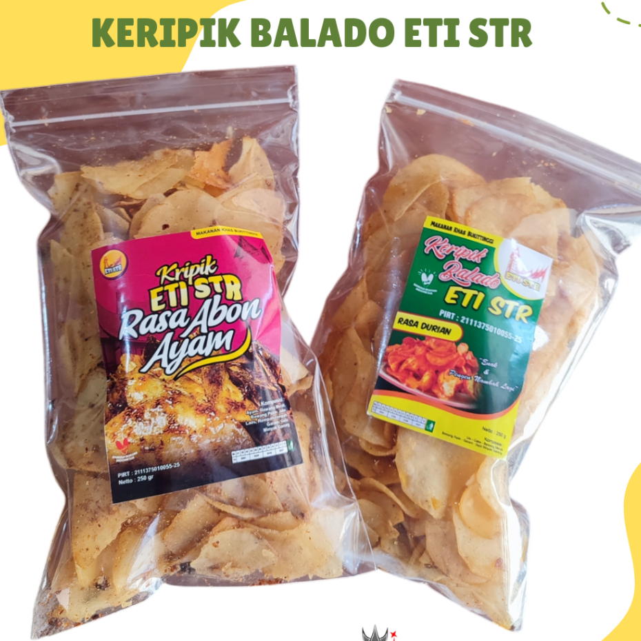 

KHAS MINANG KERIPIK BALADO ETI STR/KERIPIK BALAD KHAS MINANG/KERIPIK BALADO BERBAGAI VARIAN