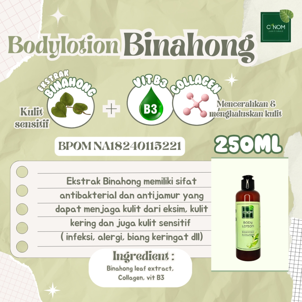 BODY LOTION untuk kulit eksim atau kulit gatal (Lotion Binahong)