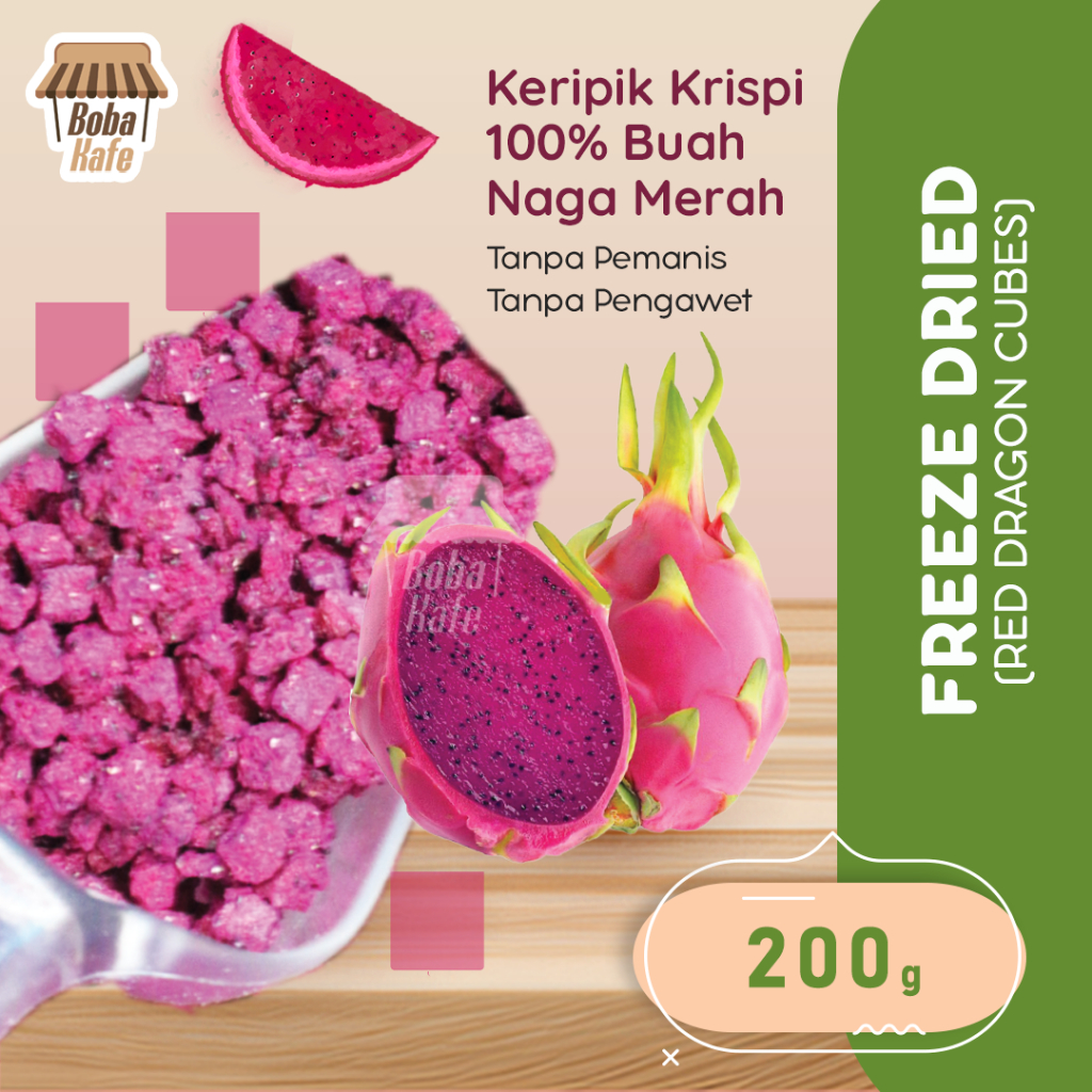 

FREEZE DRIED RED DRAGON DICE @200GR - BUAH NAGA MERAH BENTUK KUBUS ASLI