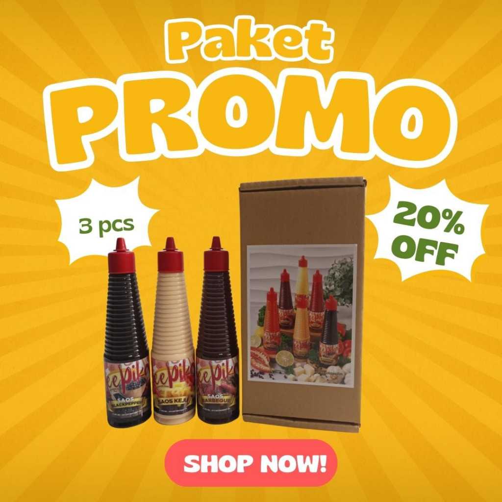 

PAKET HEMAT SAUS 3 PCS (CHEESE KEJU, BARBEQUE BBQ, BLACKPEPPER LADA HITAM)