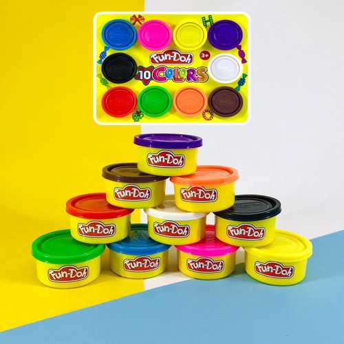 set clay box mainan lilin mainan clay mainan fundoh 10 in 1 set fun-doh playdoh mainan anak bentuk b