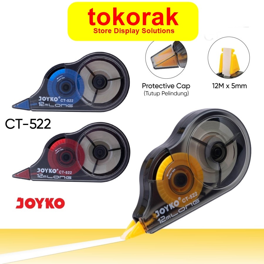 

CORRECTION TAPE 12M CT522 JOYKO 12 M X 5 MM CT 522 PITA KOREKSI TIP EX TIPEX ROLL TIPE X ROL