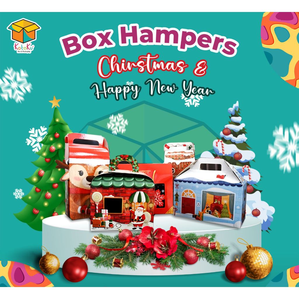 Gable Box Natal/ Box Packaging Christmas Paperbag Natal Toples Jar