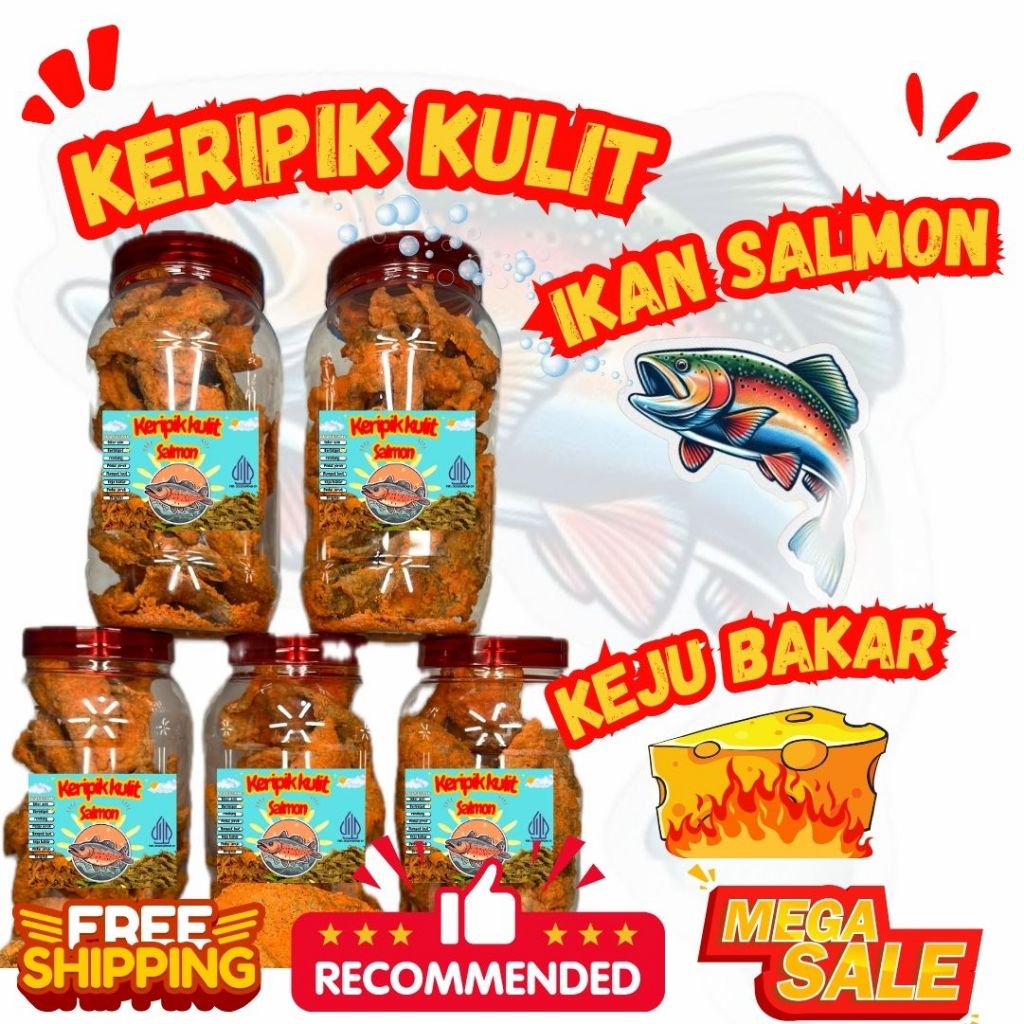 

✨Oleh-Oleh Jakarta✨ Keripik Kulit Ikan Salmon Rasa Keju Bakar Premium Kemasan Toples 2 Liter Berat 350 Gram