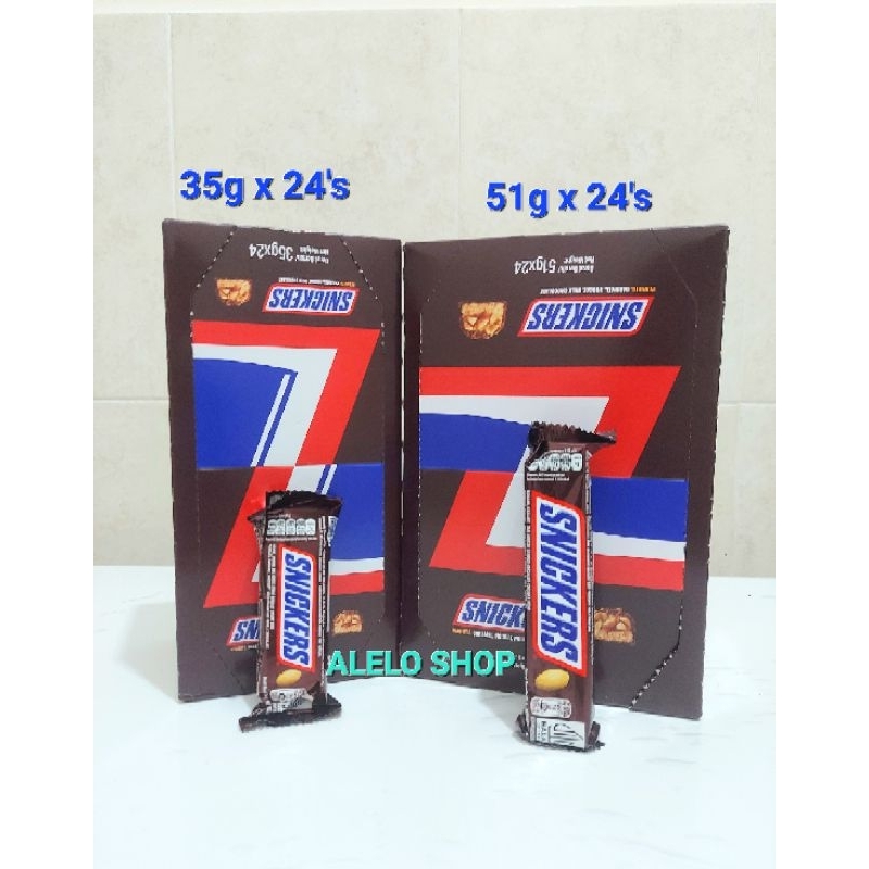 

Snickers chocolate 35gr 51gr box isi 24 pcs peanut nougat caramel bar snickers coklat 35g 51g 35 51 batang kacang karamel snicker sniker 35 51