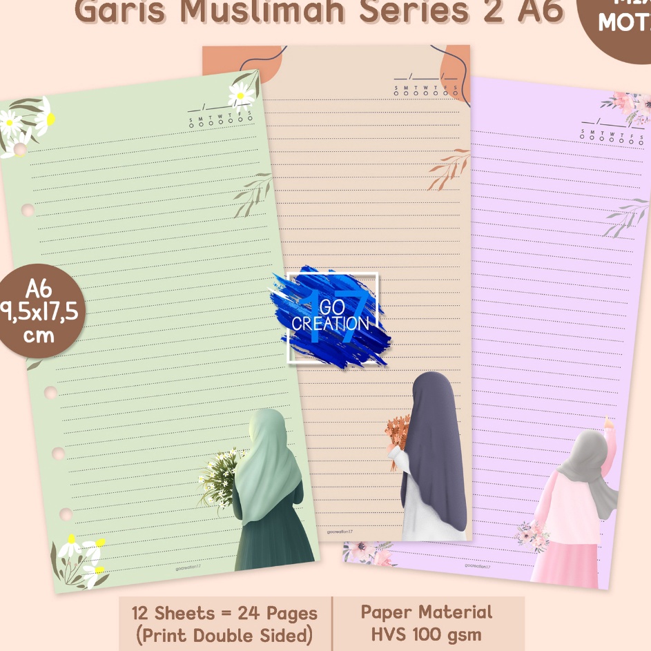 

Unggul Buku Planner Refill Kes Binder Note Garis Muslimah Series 2 Motif Premium A6