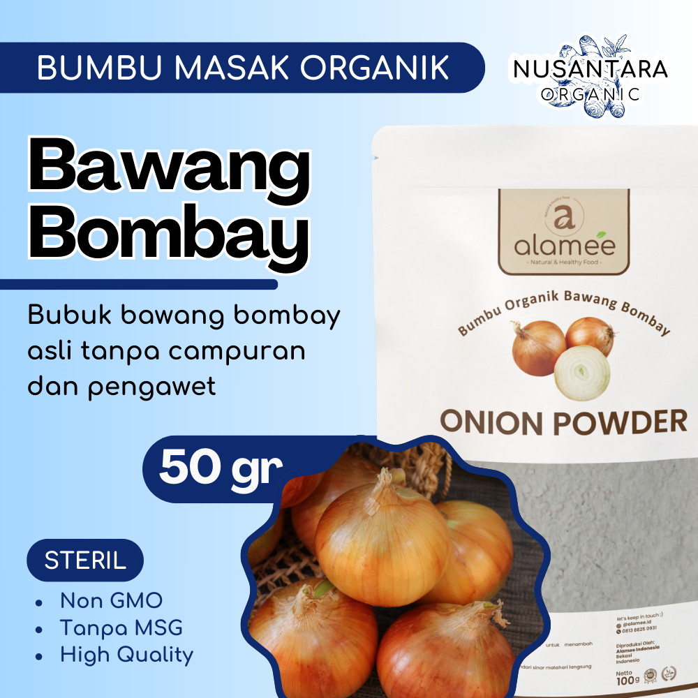 

ALAMEE Bubuk Bawang Bombay 50 gram Onions Powder Bumbu Masak Dapur Organik Rempah Rimpang
