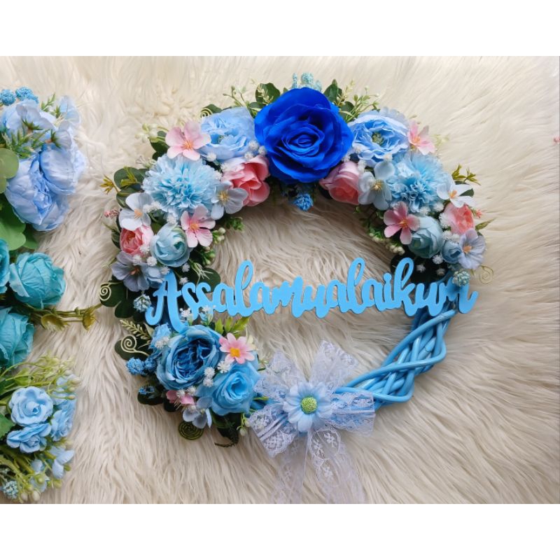 WREATH FLOWER ASSALAMUALAIKUM / WREATH FLOWER CUSTOM / RING ROTAN / ROTAN HIAS / HIASAN HIAS BUNGA /