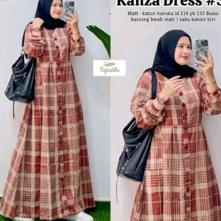 Pasti Hemat  GAMIS MOTIP KOTAK KANZA DRESS 3 MOTIP KOTAK