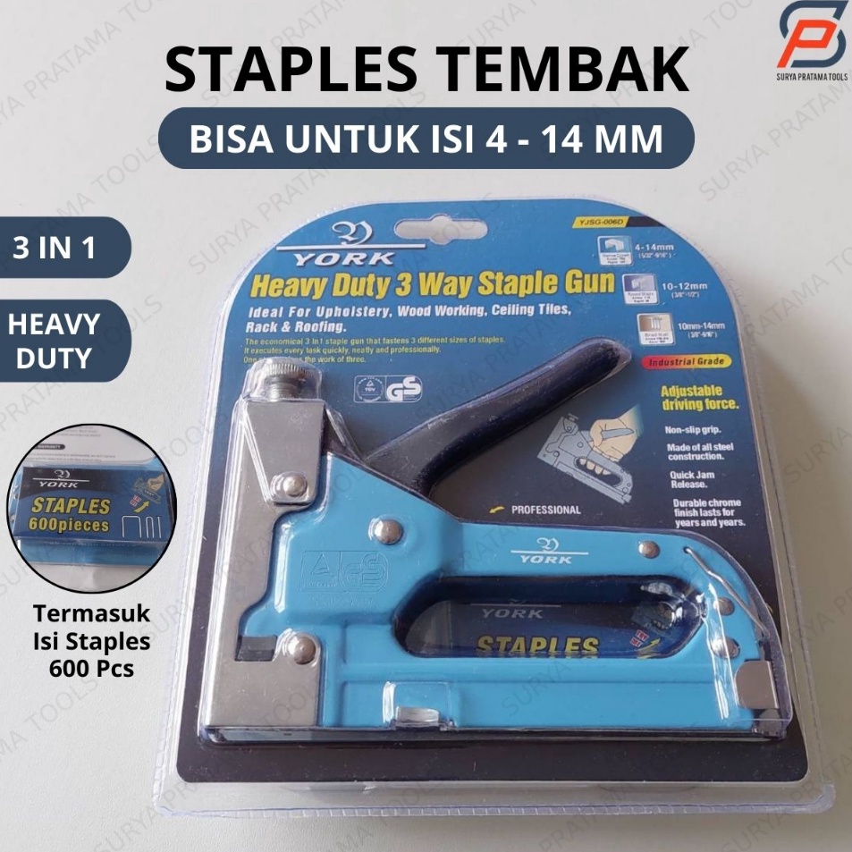 

Super Laris Manis Staples Tembak 3 In 1 Staple Gun Tacker Stapler Hekter Jok Sofa Kulit Heavy Duty York