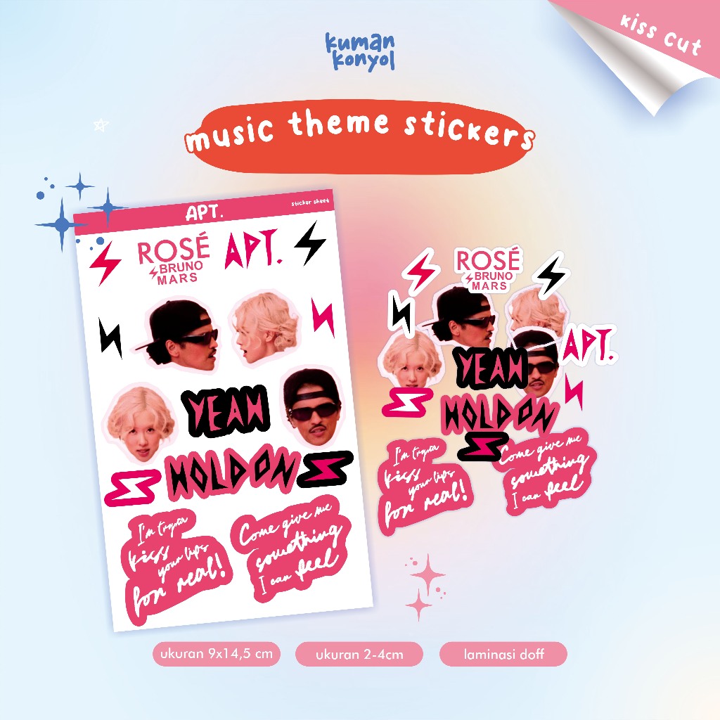 

MUSIC THEME STICKERS ◼️ ROSE BLACKPINK BRUNO MARS ◼️ APATEU ◼️APT ◼️ APARTEMENT ◼️ STIKER Y2K ◼️ STIKER SHEET ◼️ STIKER COQUETTE ◼️ TEMA PINK ◼️ AESTHETIC ESTETIK ◼️ STIKER HP LAPTOP TAHAN AIR