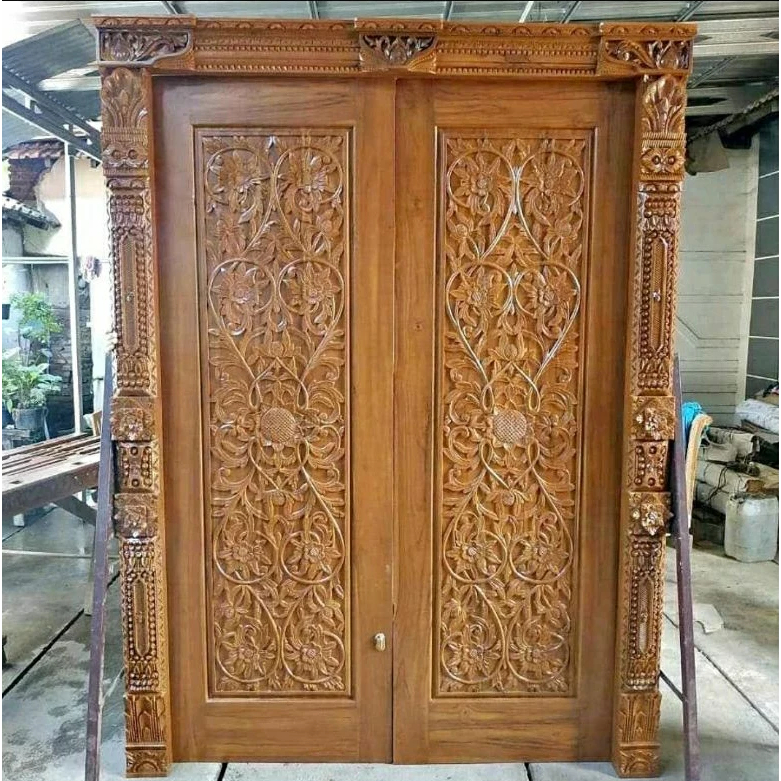 Pintu Ukir Gebyok Minimalis Ful Kayu Jati Pintu Ukir Motif Bunga