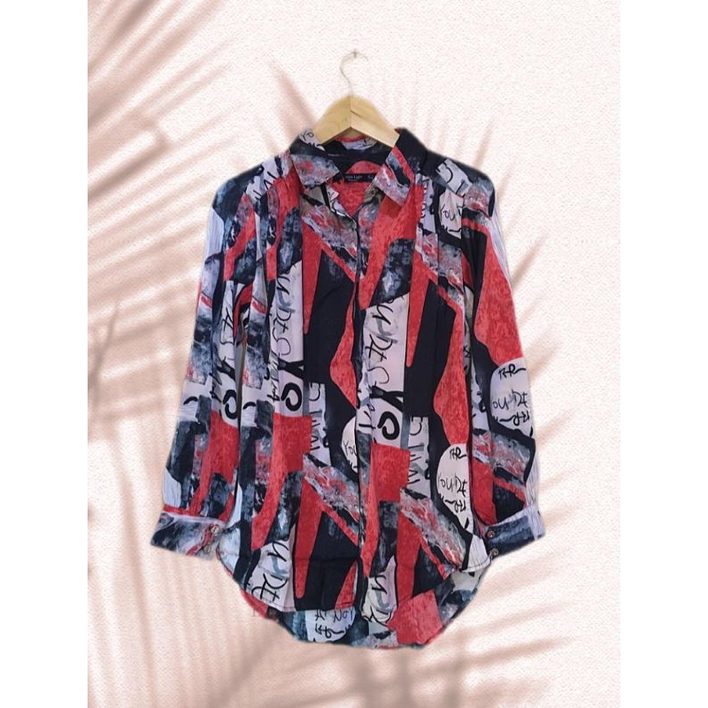 Kemeja Wanita motif/Kemeja Wanita silk/kemeja motif silk ori