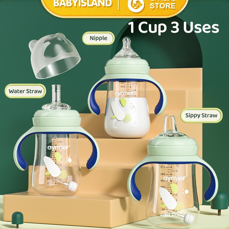 Fast Shipment  Aynmer 1 Cangkir 3 Botol Susu Bayi Anakanak Sippy Cup Botol Bayi Dengan Sedotan 3ML