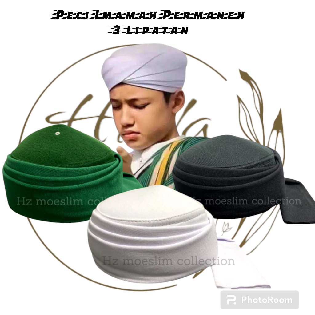 Peci Imamah Permanen 3Lipatan Sorban Imamah peci imamah anak laki laki Peci imamah peci imamah putih