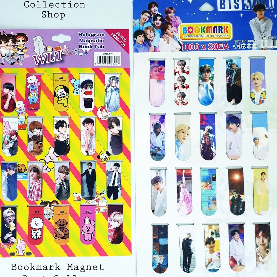 

AYO BELI 1 SET 2PCS PEMBATAS BUKU MAGNET BTS KPOP BOOKMARK MAGNET PEMBATAS BUKU MOTIF BTS