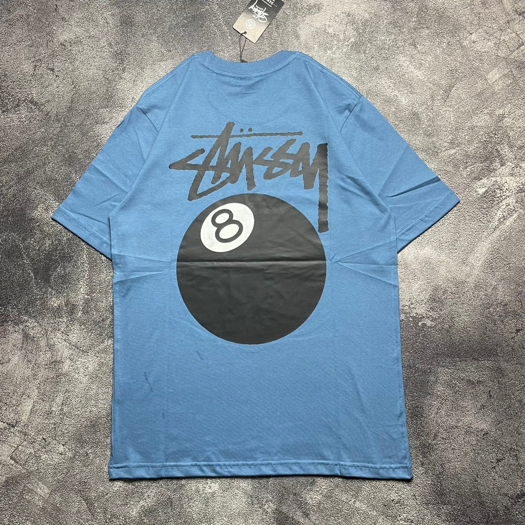 Kaos Pria Stussy 8 Ball Vintage Katun Combed 24s Full Tag Label T-shirt Stussy Pria Wanita