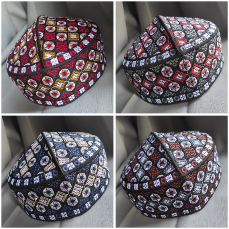 PECI PAKISTAN MOTIF FULL BORDIR KOPIYAH PAKISTAN SONGKOK HITAM PECI GROSIR