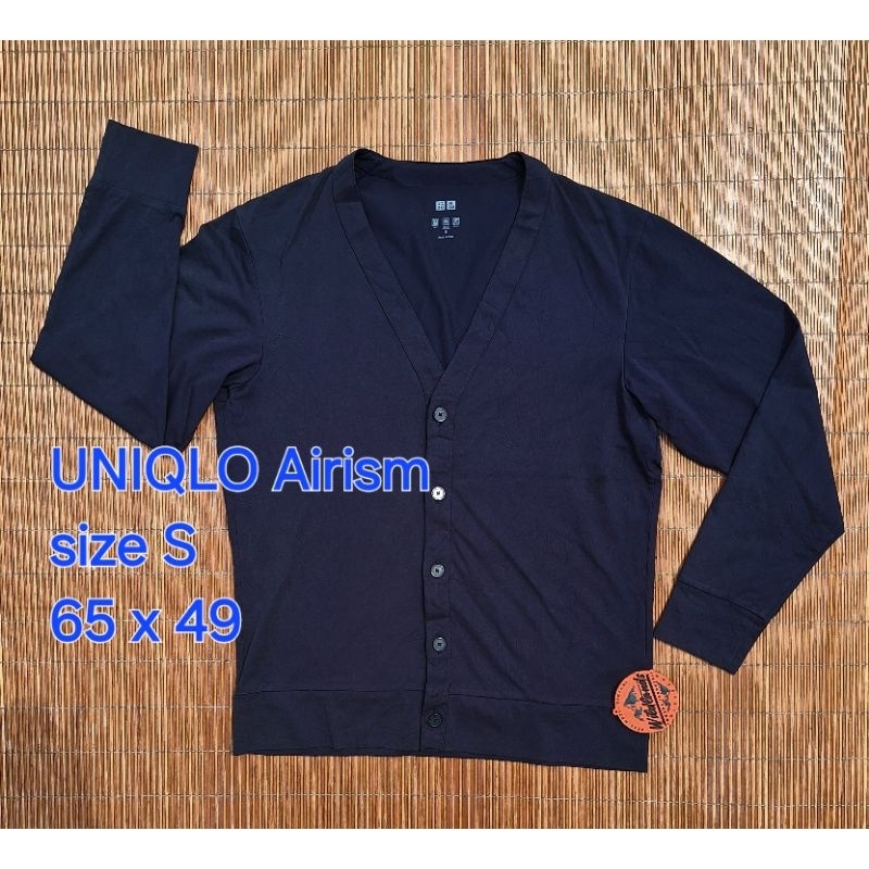 Cardigan UNIQLO Airism Pria Dark Navy Polos