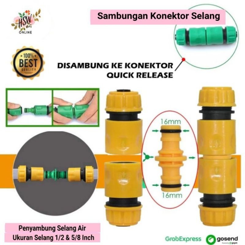 Konektor Sambungan Selang quick Release 1/2 inch 5/8 inch Sambungan Keran Lurus Joiner Konektor Klik