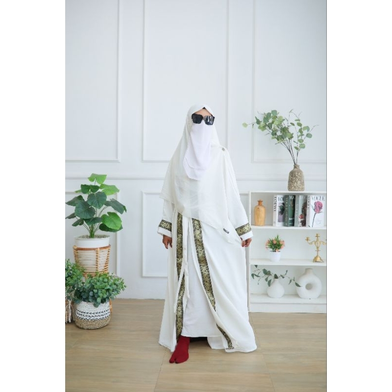 Abaya makkah madinah All Size Hitam putih busana muslimah turkey gamis renda kringkel premium mewah 