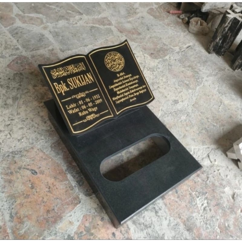 nisan batu granit model buku