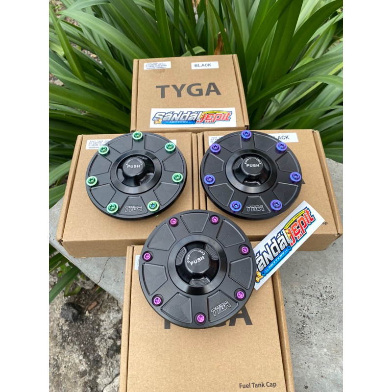 TUTUP TANGKI FUEL CAP MODEL THAILAND TYGA V2 BOL 2 SET BAUT TITANIUM NINJA R RR SS TUTUP TANGKI TENG