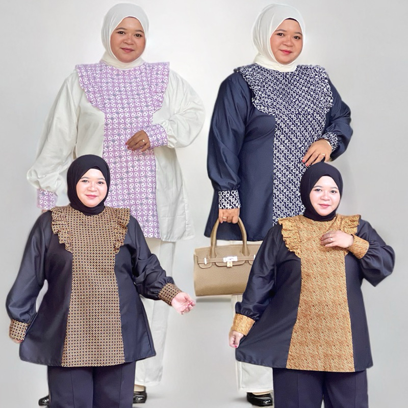 ATASAN BATIK JUMBO WANITA KERJA UKURAN LD 120 130 140 150 CM BAHAN KATUN Baju Muslim