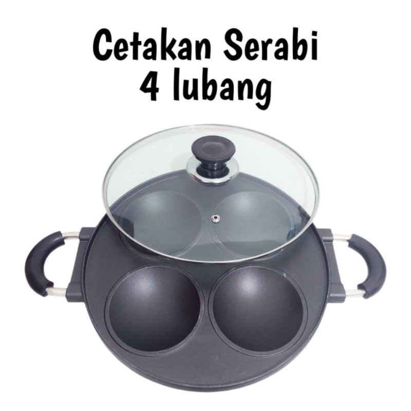 Cetakan Kue Serabi 4 Lubang Anti Lengket Teflon