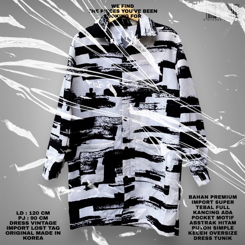 DRESS ABSTRAK IMPORT PREMIUM/KOREAN DRESS/DRESS TUNIK/DRES VINTAGE ABSTRAK OVERSIZE/DRESS KOREAN LOO