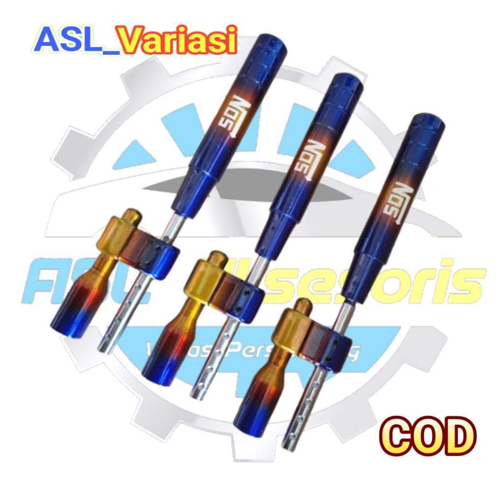 Shift Knob Ekstender Mobil Set Tuas Persneling Burn Tip Blue Alumunium tuas kepala knop knob + tiang