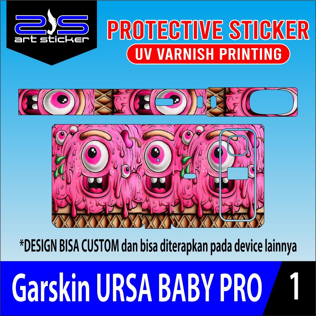 

StikerUrsaBaby Pro Pink Monster UV Varnish Printing