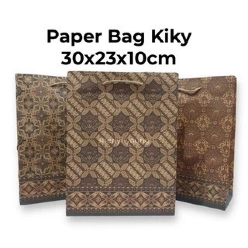 

PAPER BAG KRAFT BATIK KIKY SMALL 23x10x30cm / KANTONG KERTAS (10 PCS)