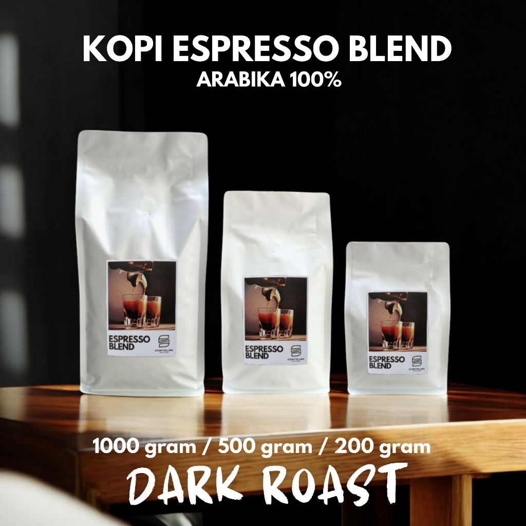 

Kopi arabika 100% dark roast / 200 gram / 500 gram / 1000 gram / 1 kg /biji bubuk storytelling coffee roasters