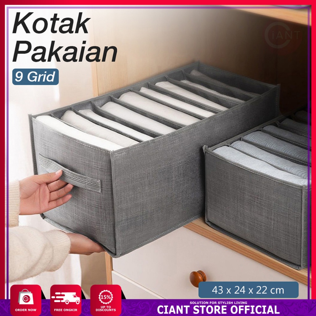 KOTAK ORGANIZER SEKAT PENYIMPANAN PAKAIAN BOX MULTI 9 GRID STORAGE
