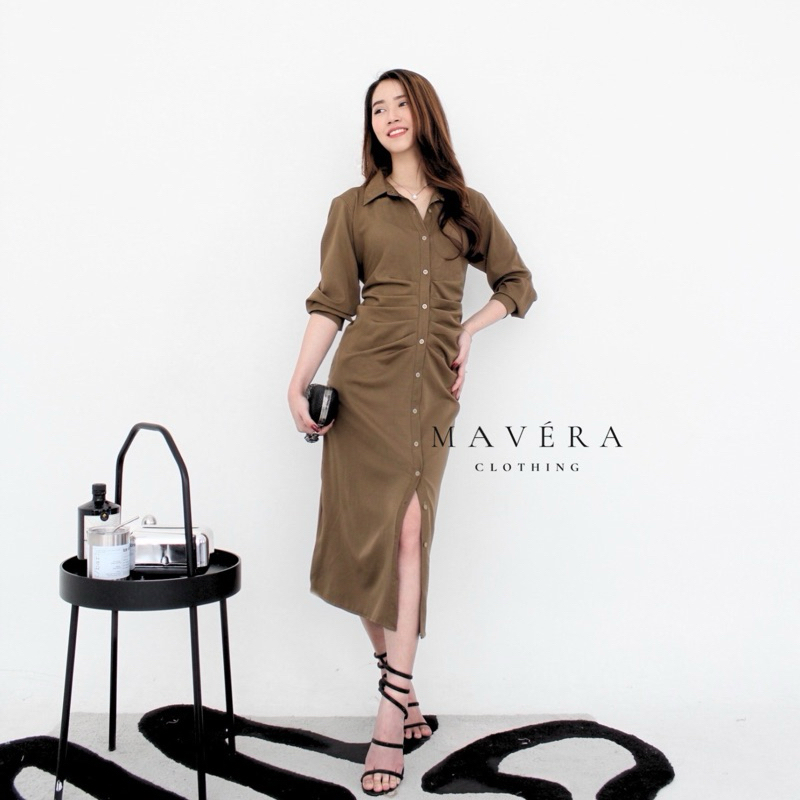 BAHAN PREMIUM / MAVERA - Jasmine Pleated Dress Cotton Silk Bodycon Midi Dress Mewah Elegan Lembut