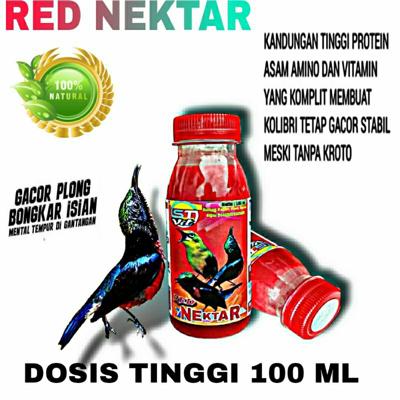 RED NEKTAR pakan penggacor konin kolibri ninja sogon pleci cicak ijo cungko dextro 87 nextro nagata 