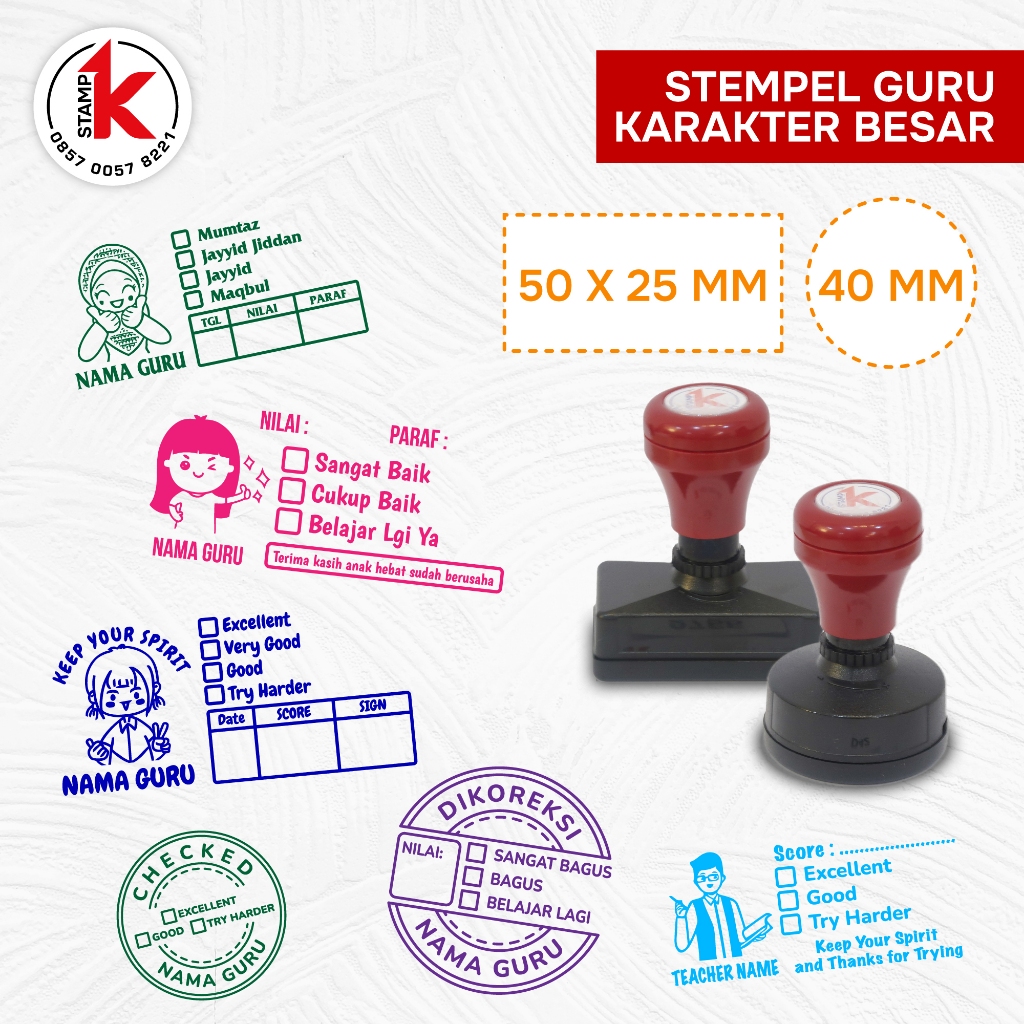 

Stempel Guru Penilaian KARAKTER BESAR Teacher Stamp Rewards anak SD TK