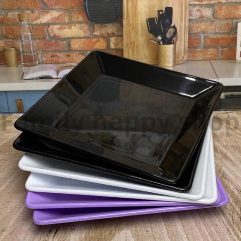 (1Lusin/6Pcs)Piring Semi Melamin Persegi 20cm,Piring Saji,Piring Kotak 20cm Piring Plastik Tebal SNI