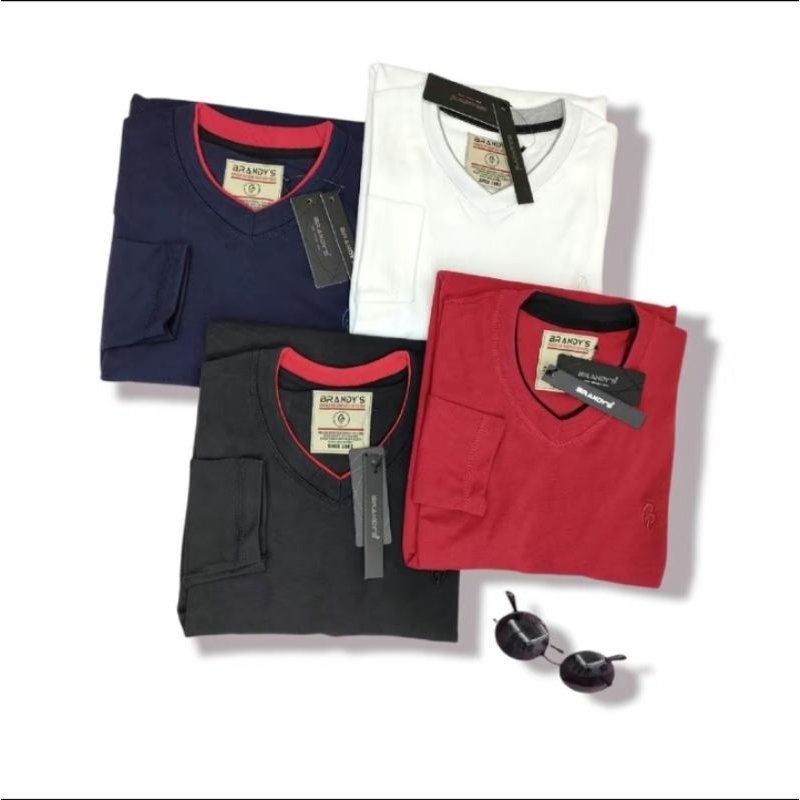 Kaos lengan panjang kerah V neck/Kaos lengan panjang pria/semi sweater/