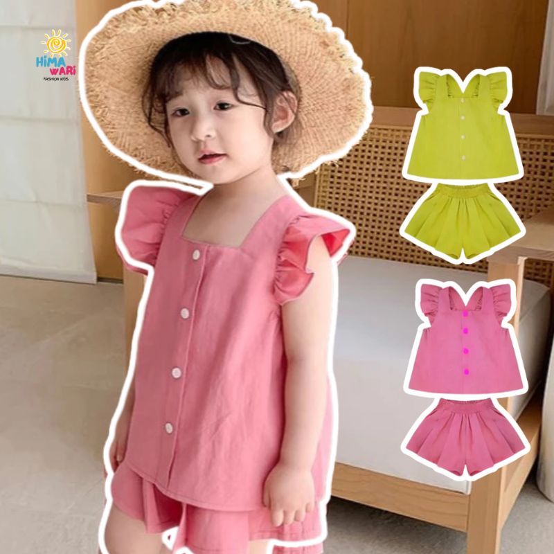 Himawari.kids [COD] Setelan Anak Perempuan NANIA Lengan Pendek Celana Pendek OOTD Setelan Anak Cewek