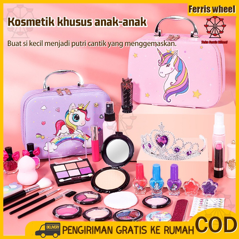 Ferris Wheel Unicorn Makeup Set untuk Anak Labubu Makeup Set Mermaid Makeup Princess Makeup