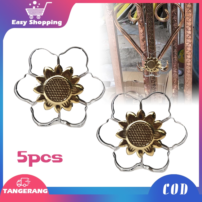 5pcs Ornamen Aksesoris Pagar Stainless 12cm Ornamen Pagar Stainless Bentuk Bunga Matahari